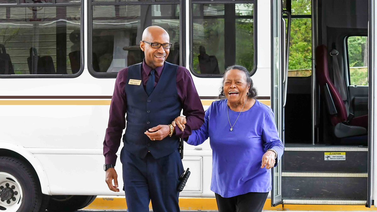 Fairview Estates residents on bus