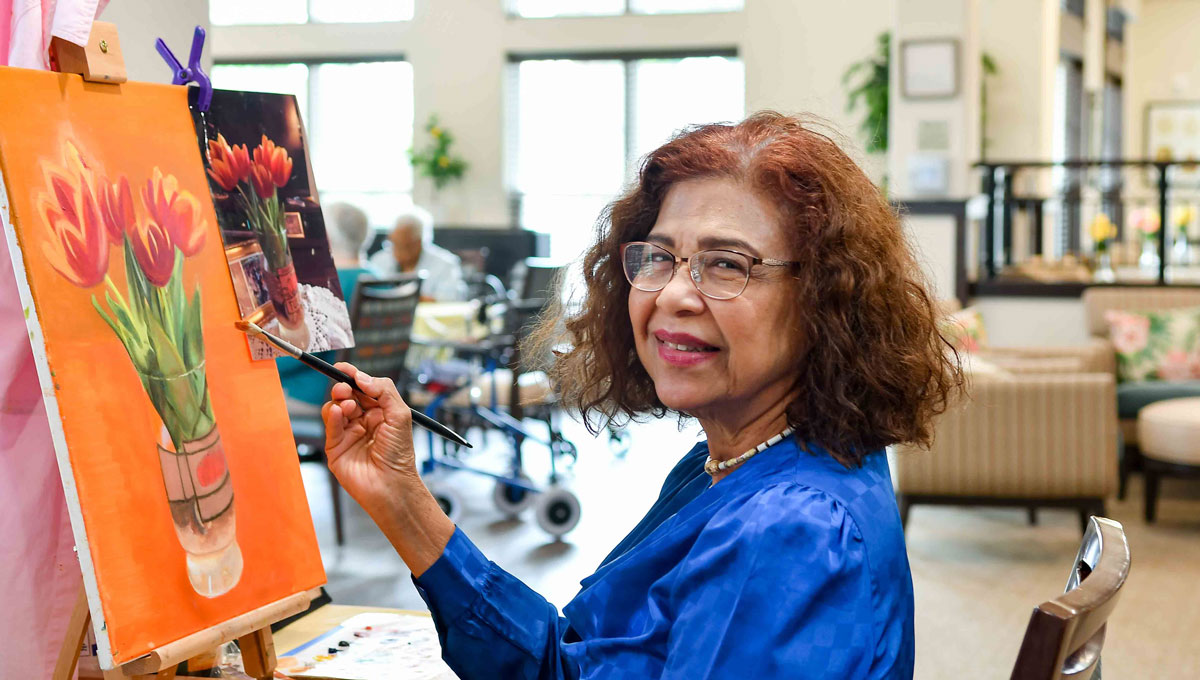 Fairview Estates resident painting